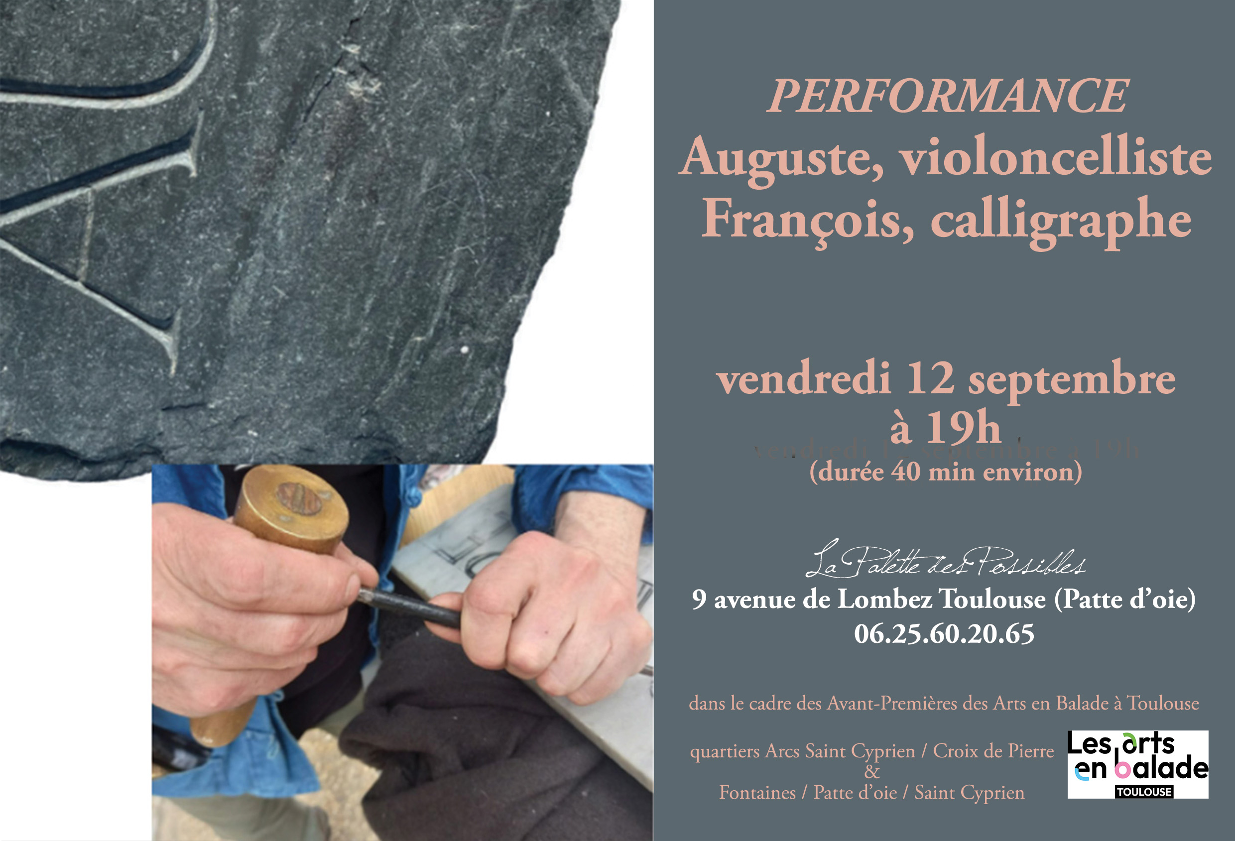 performance François calligraphie & Auguste violoncelle