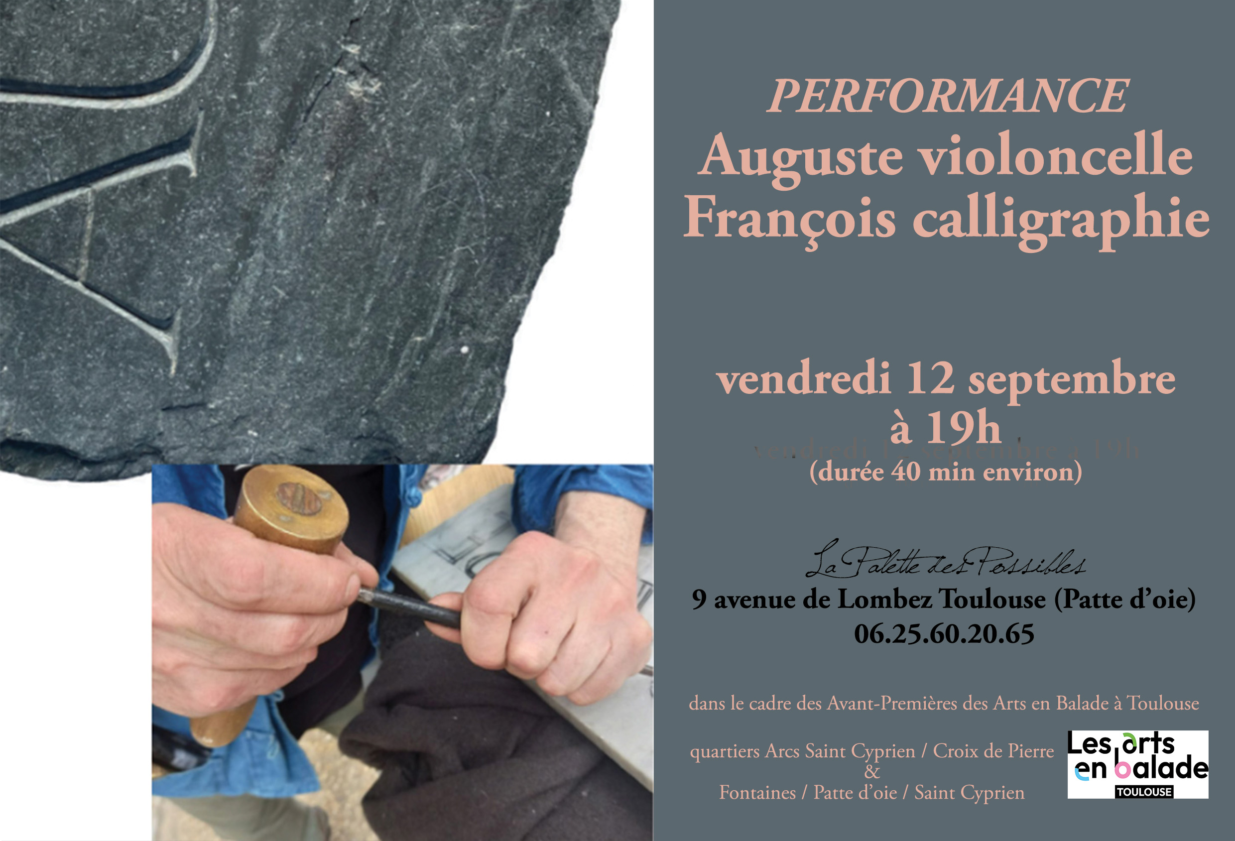performance François calligraphie & Auguste violoncelle